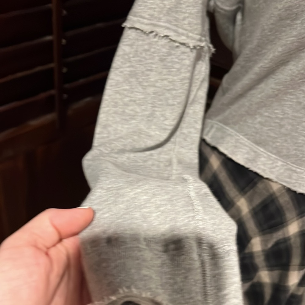 Free People Grunge Asymmetrical handkerchief hem and plaid skirt with gray top! - Picture 6 of 10